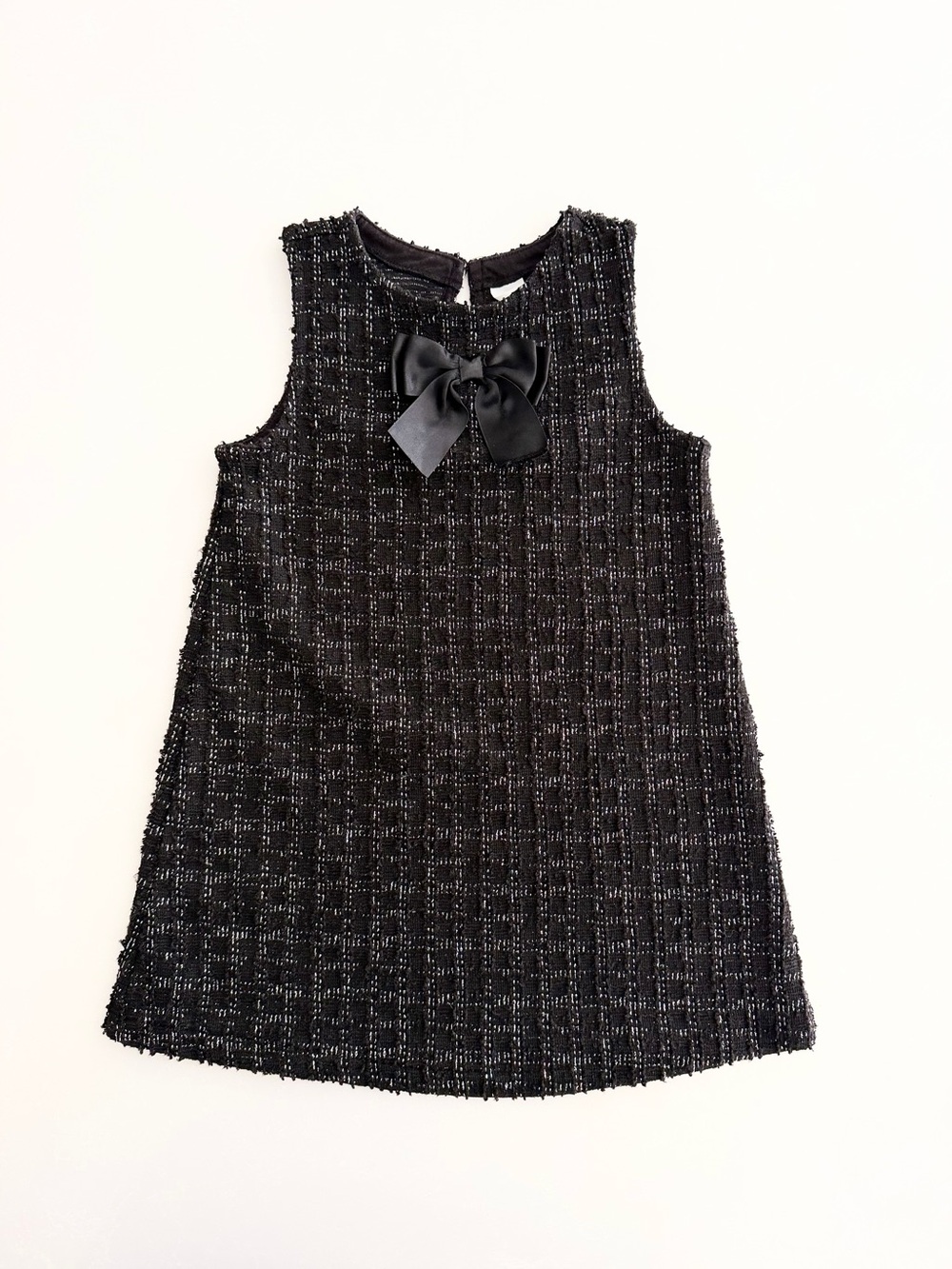 H&M Toddler Girl Black Bouclé Tweed Holiday Dress with Bow • Size 3/4T